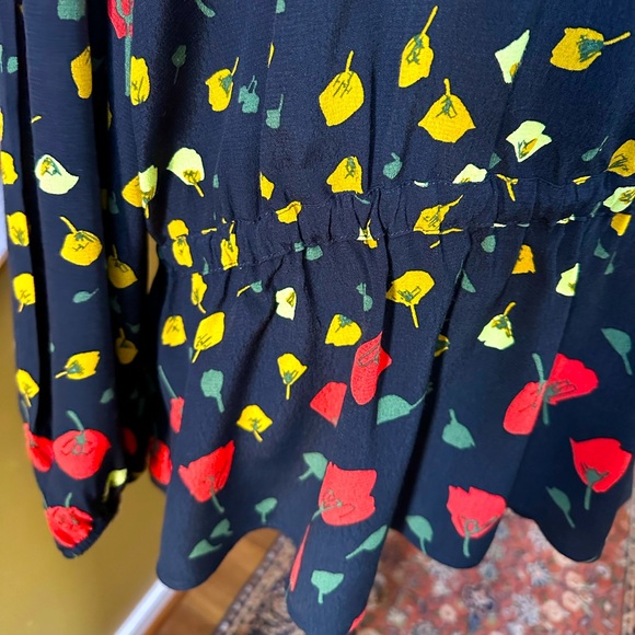 Banana Republic Black Floral Pullover Peplum Blouse - Picture 6 of 9